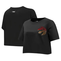 Black Toronto Raptors Pro Standard Women's Jewels Boxy Cropped T-Shirt | NBA
