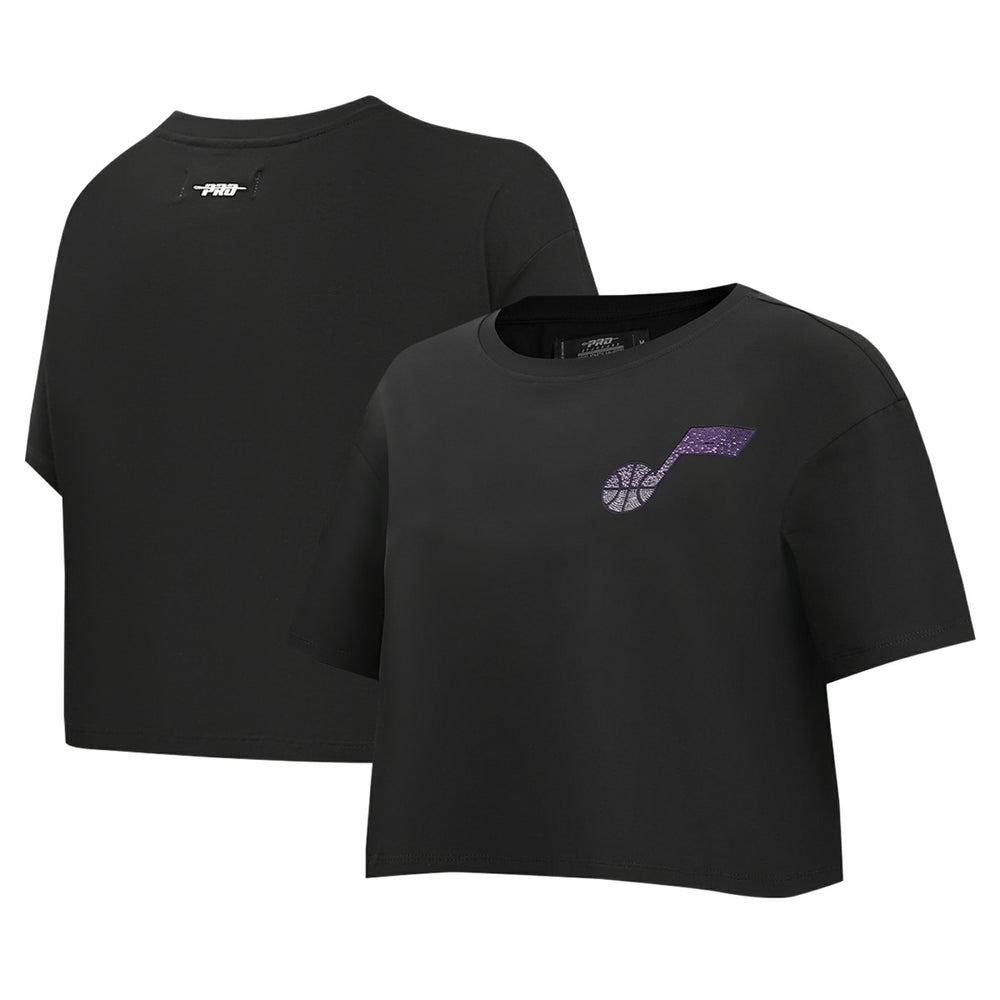 Black Utah Jazz Pro Standard Women's Jewels Boxy Cropped T-Shirt | NBA