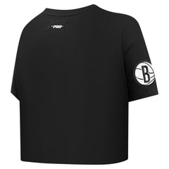 Black Brooklyn Nets Pro Standard Women's Jewels Boxy Cropped T-Shirt | NBA