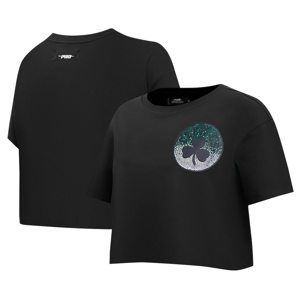 Black Boston Celtics Pro Standard Women's Jewels Boxy Cropped T-Shirt | NBA