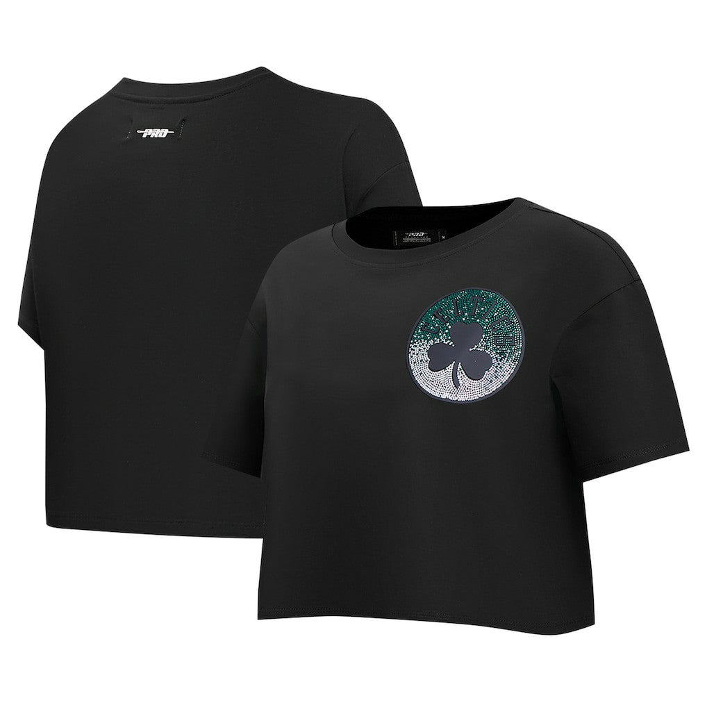 Black Boston Celtics Pro Standard Women's Jewels Boxy Cropped T-Shirt | NBA