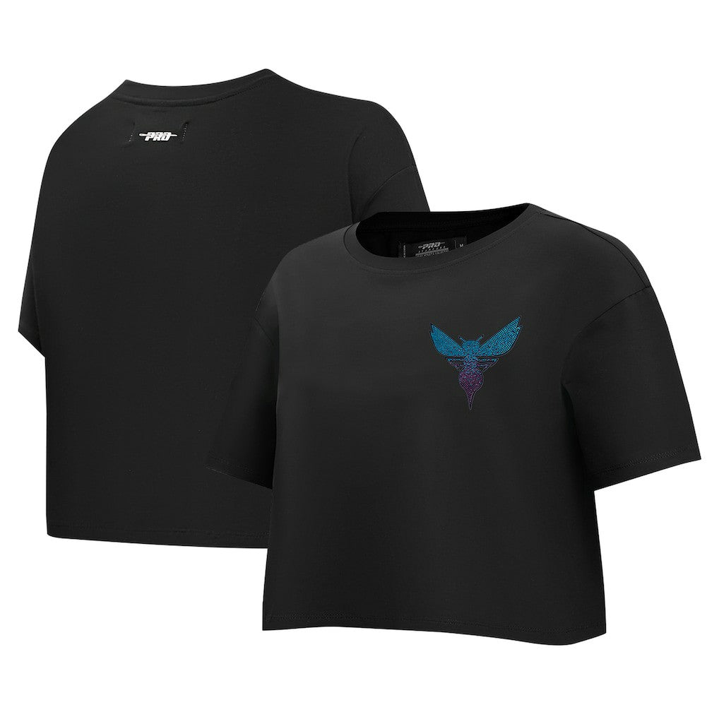 Black Charlotte Hornets Pro Standard Women's Jewels Boxy Cropped T-Shirt | NBA