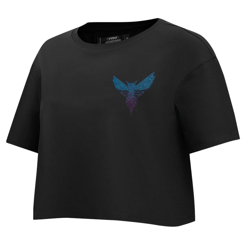 Black Charlotte Hornets Pro Standard Women's Jewels Boxy Cropped T-Shirt | NBA