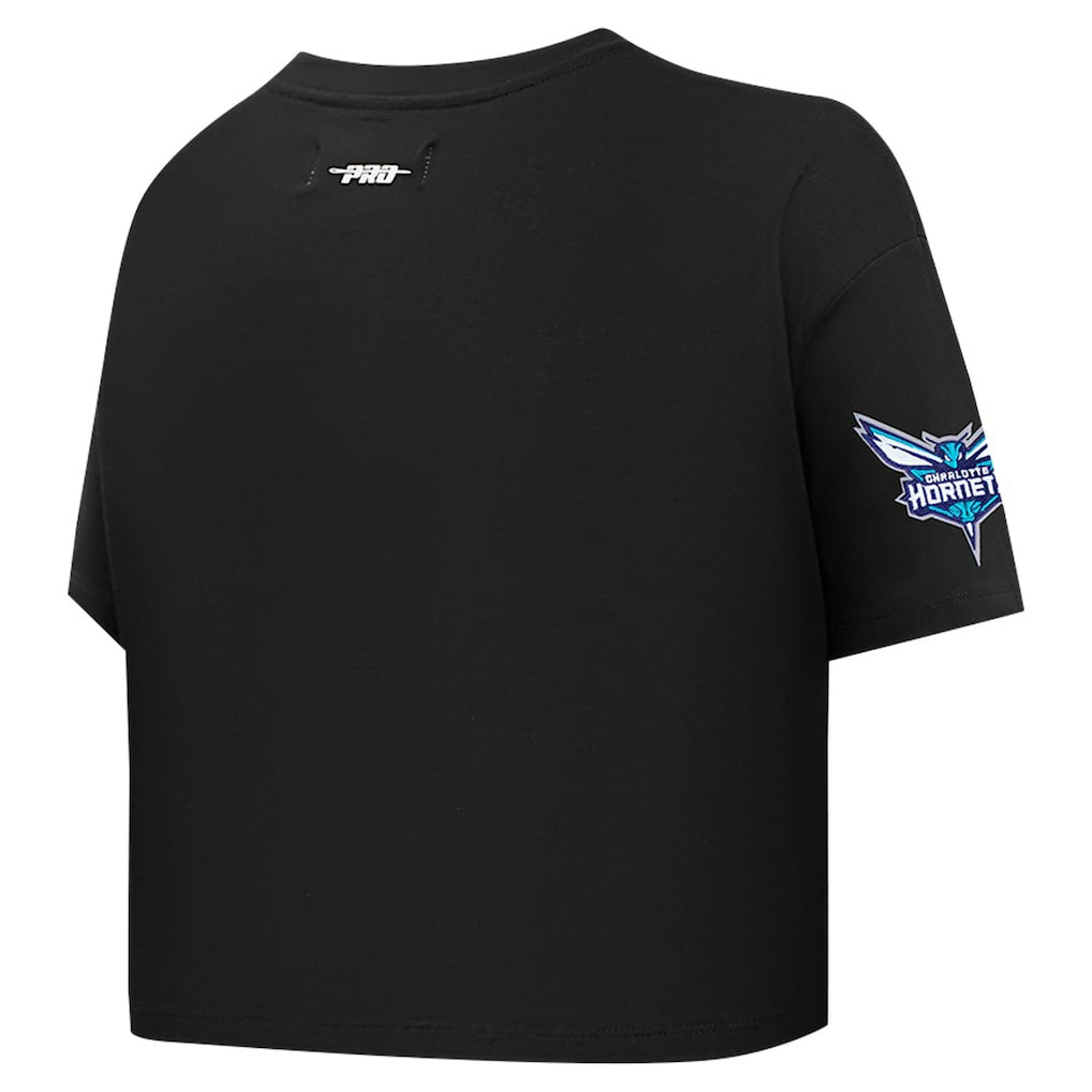 Black Charlotte Hornets Pro Standard Women's Jewels Boxy Cropped T-Shirt | NBA