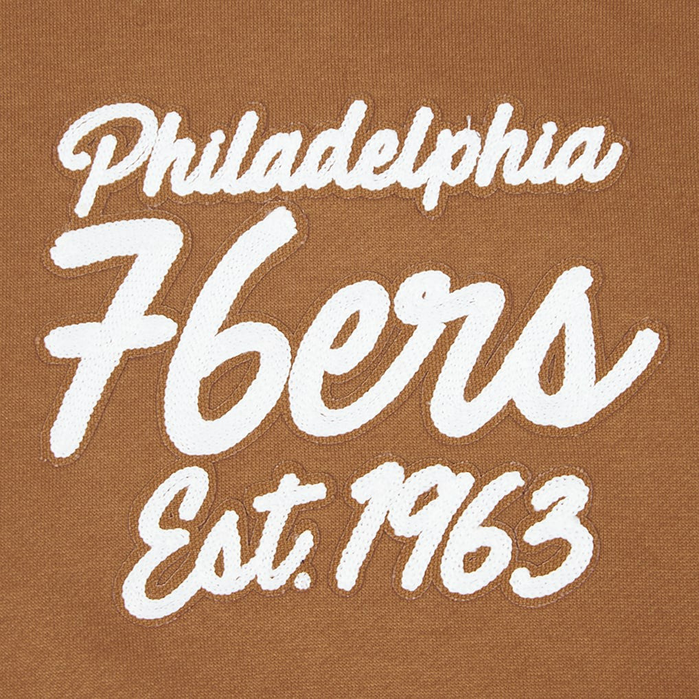 Brown Philadelphia 76ers Pro Standard Paint the City Drop Shoulder Pullover Hoodie | NBA