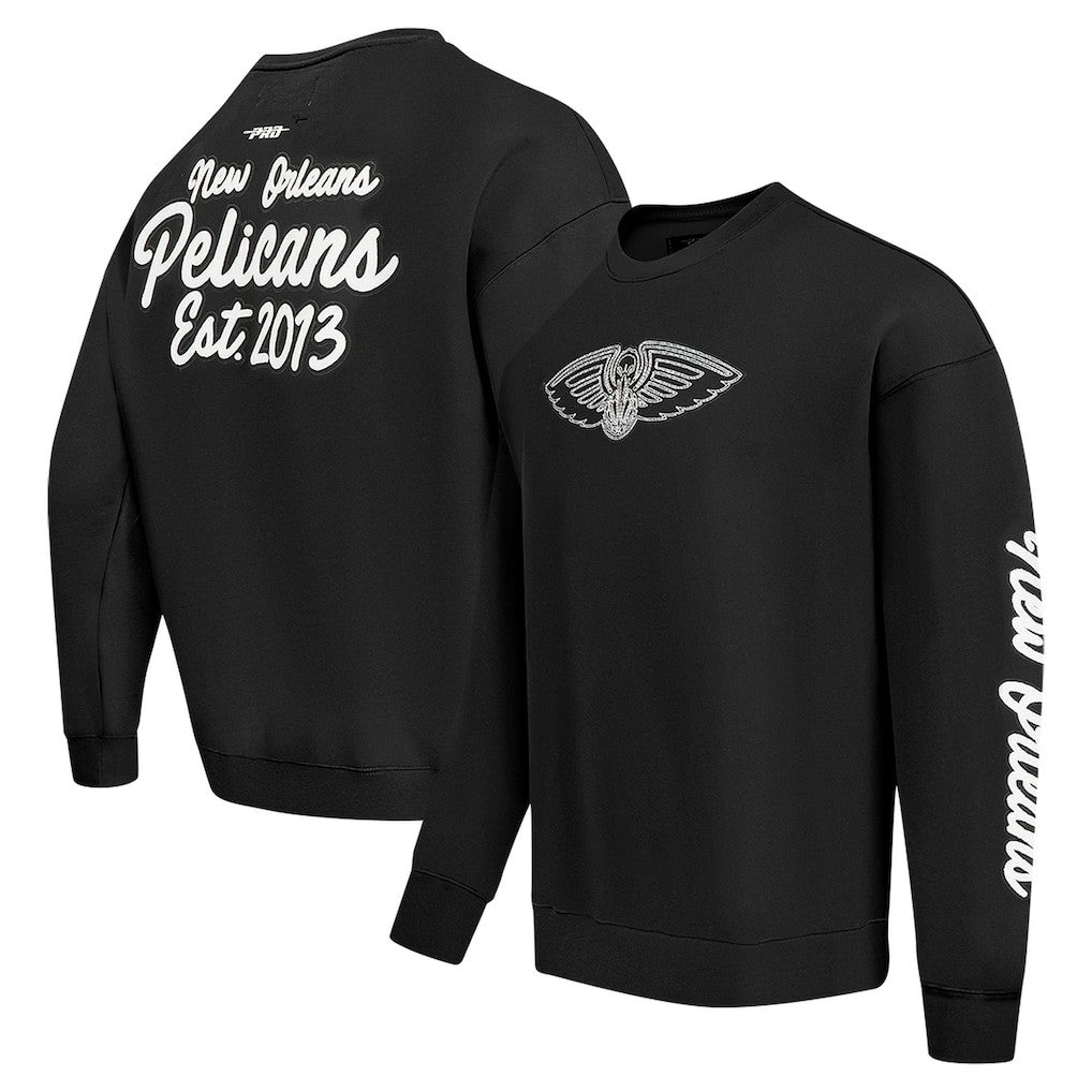Black New Orleans Pelicans Pro Standard Paint the City Drop Shoulder Sweatshirt | NBA
