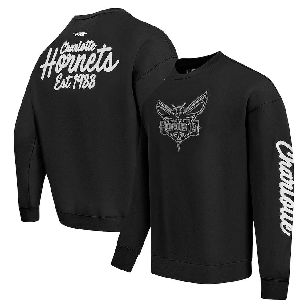 Black Charlotte Hornets Pro Standard Paint the City Drop Shoulder Sweatshirt | NBA
