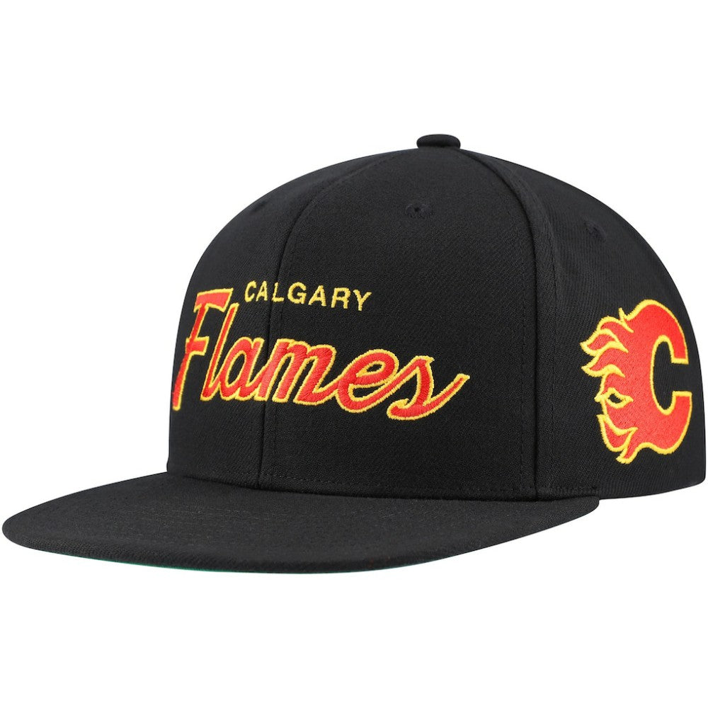 Calgary Flames Mitchell & Ness Core Team Script 2.0 Snapback Hat -  NHL Hats