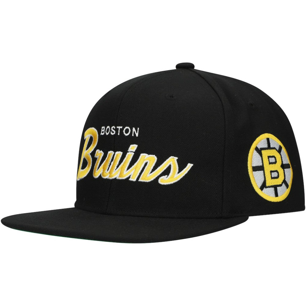 Boston Bruins Mitchell & Ness Core Team Script 2.0 Snapback Hat -  NHL Hats