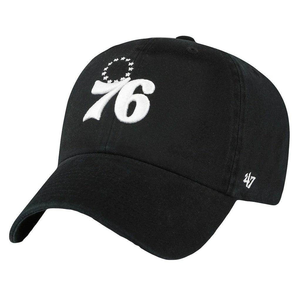 Black Philadelphia 76ers '47 Core Logo Clean Up Adjustable Hat | NBA