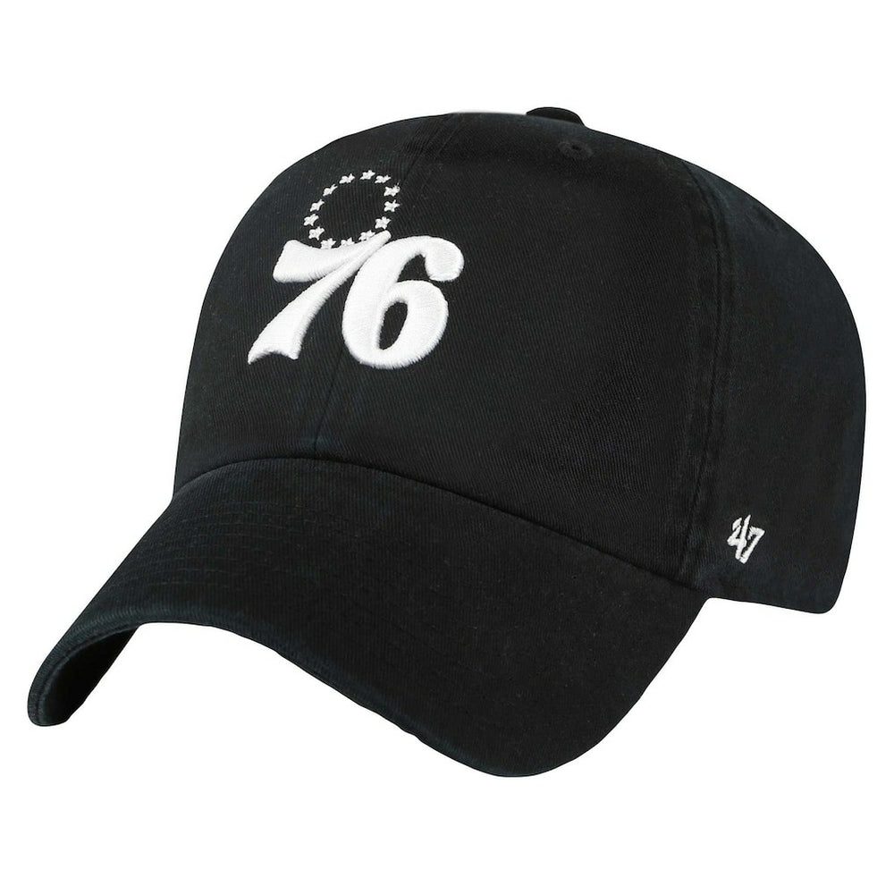 Black Philadelphia 76ers '47 Core Logo Clean Up Adjustable Hat | NBA