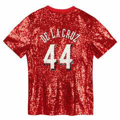 Elly De La Cruz Cincinnati Reds Juniors Name & Number Sequin V-Neck Top - MLB Tops