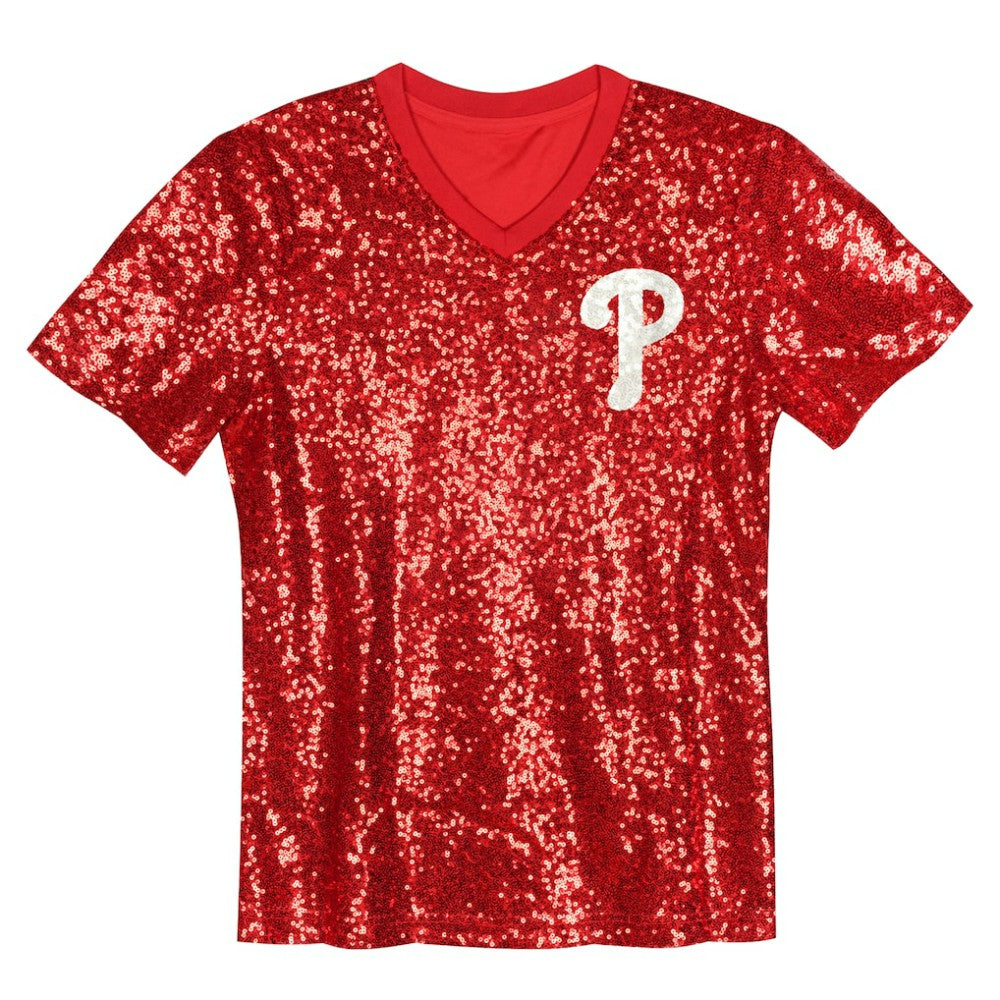 Bryce Harper Philadelphia Phillies Juniors Name & Number Sequin V-Neck Top - MLB Tops
