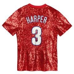 Bryce Harper Philadelphia Phillies Juniors Name & Number Sequin V-Neck Top - MLB Tops