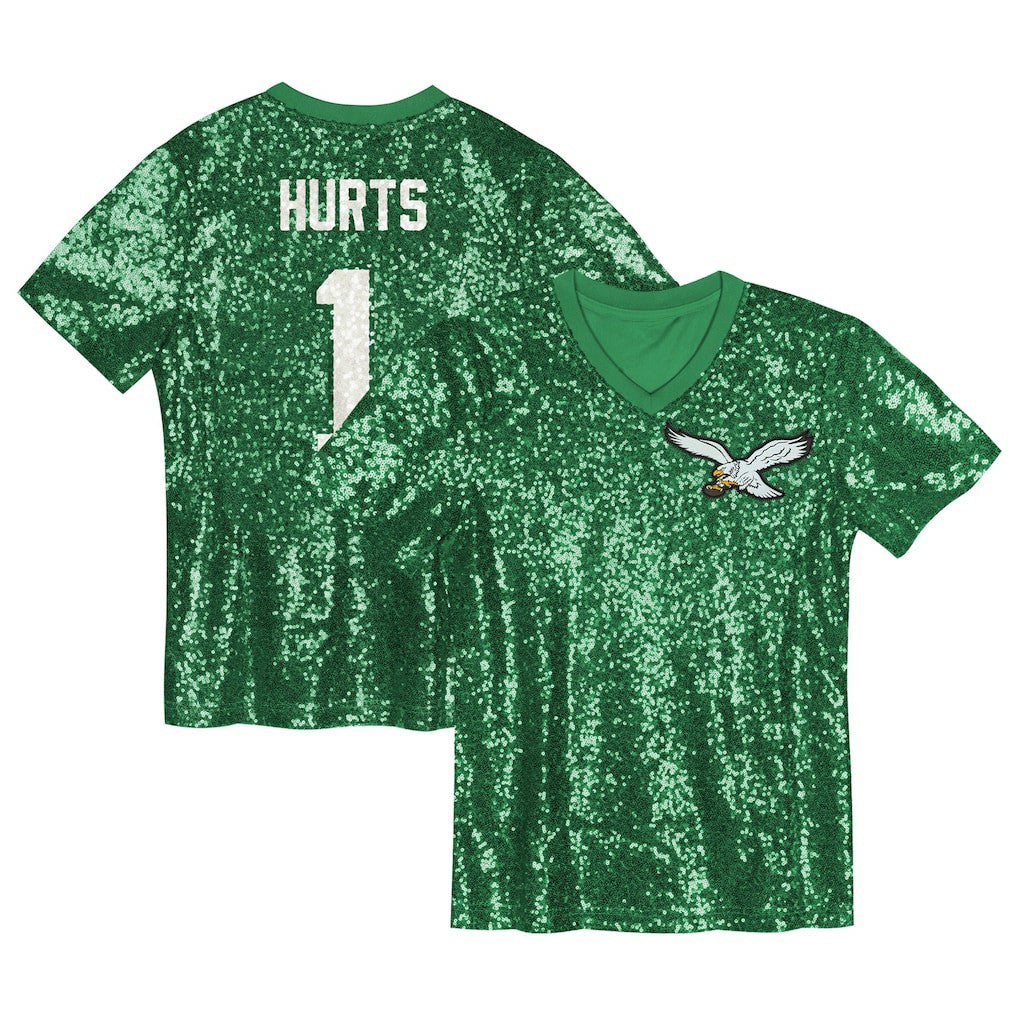 Philadelphia Eagles Jalen Hurts  Girls Youth Sequin V-Neck Fashion Jersey | NFL Near me