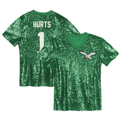 Philadelphia Eagles Jalen Hurts  Girls Youth Sequin V-Neck Fashion Jersey | NFL Near me