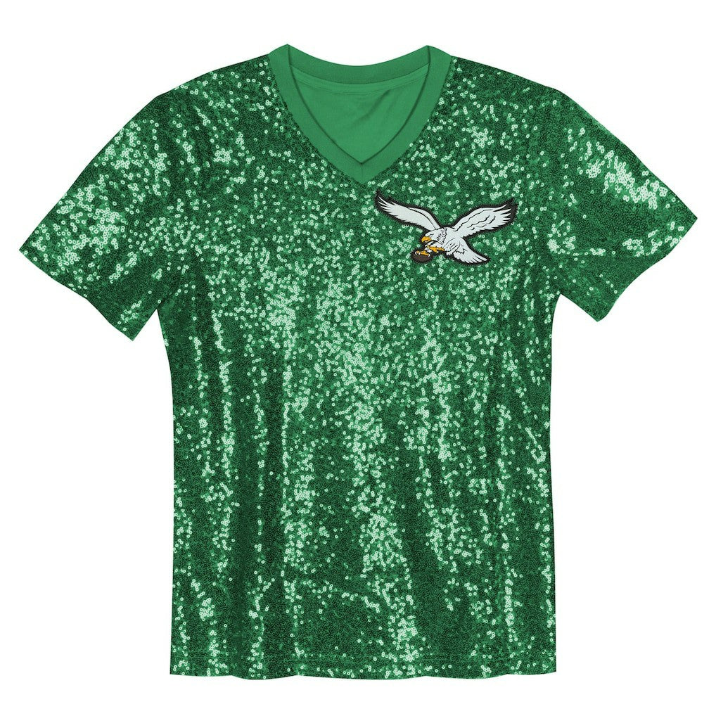 Philadelphia Eagles Jalen Hurts  Girls Youth Sequin V-Neck Fashion Jersey | NFL Near me