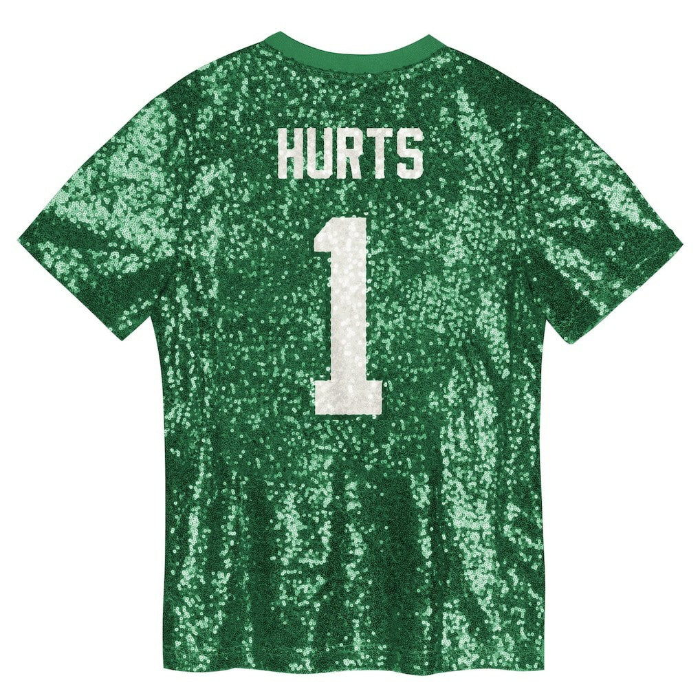 Philadelphia Eagles Jalen Hurts  Girls Youth Sequin V-Neck Fashion Jersey | NFL Near me