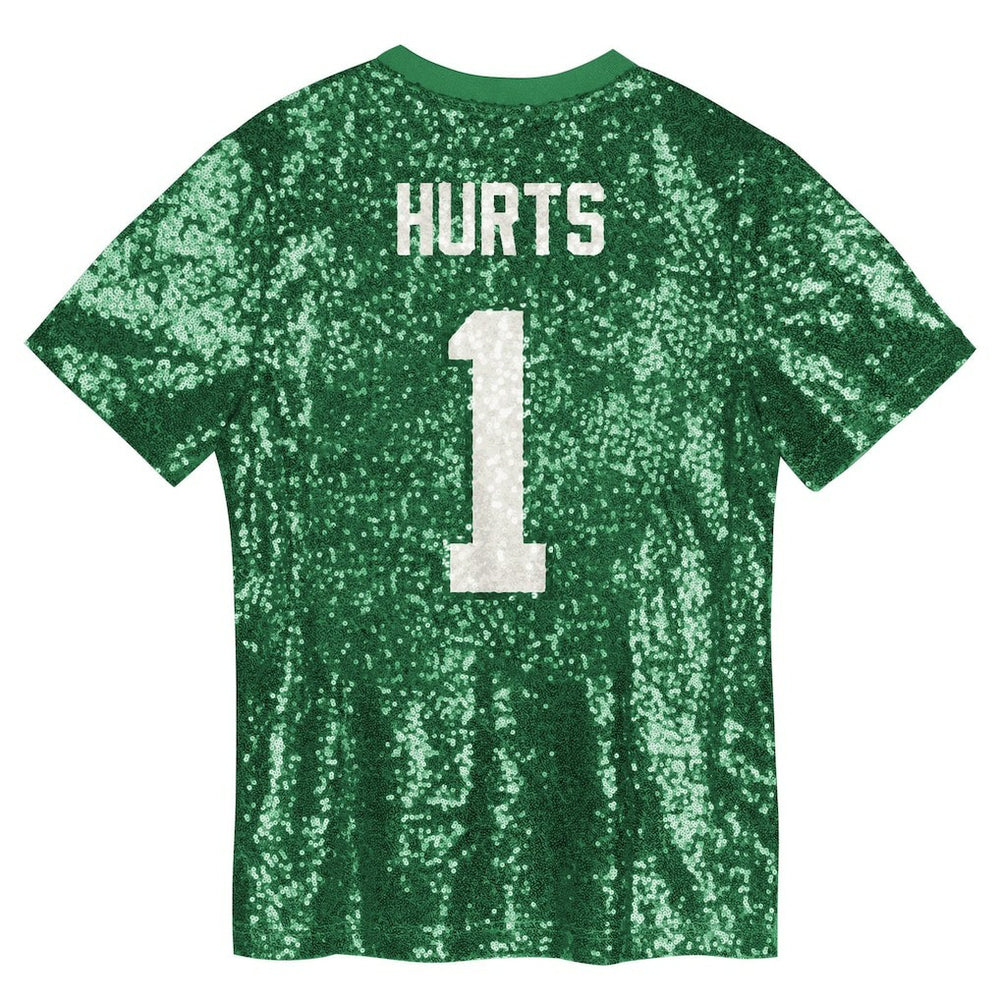 Philadelphia Eagles Jalen Hurts  Girls Youth Sequin V-Neck Fashion Jersey | NFL Near me