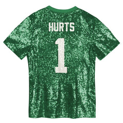 Philadelphia Eagles Jalen Hurts  Girls Youth Sequin V-Neck Fashion Jersey | NFL Near me