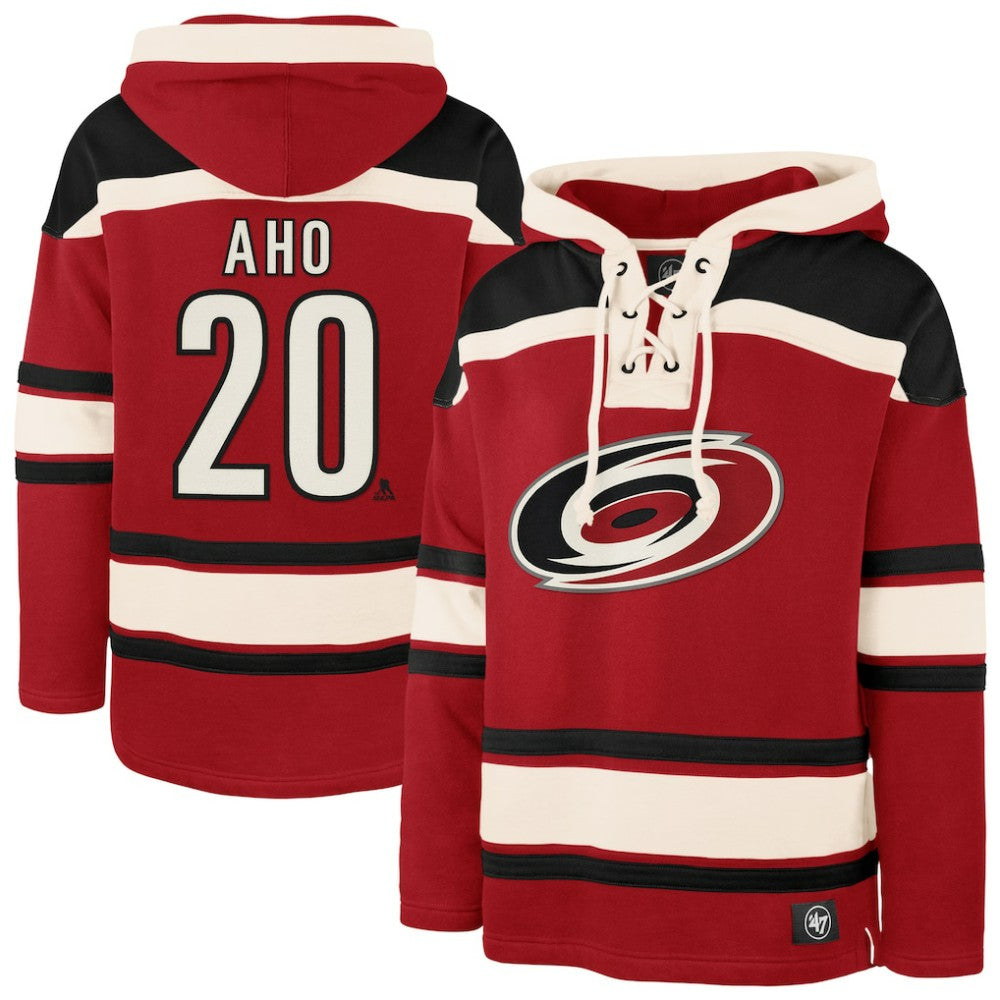 Sebastian Aho Carolina Hurricanes '47 Player Name & Number Lacer Pullover Hoodie -  NHL Hoodies