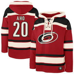 Sebastian Aho Carolina Hurricanes '47 Player Name & Number Lacer Pullover Hoodie -  NHL Hoodies