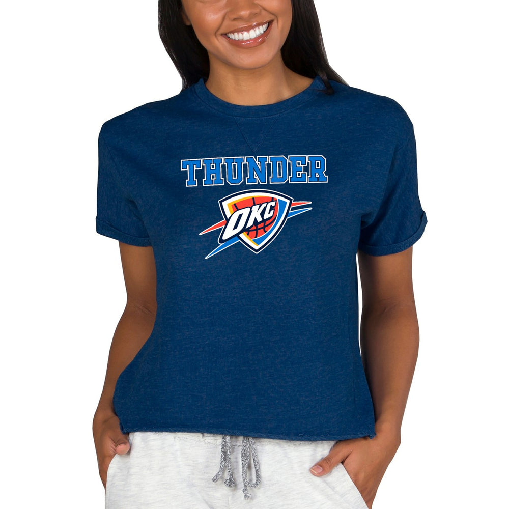 Navy Oklahoma City Thunder Concepts Sport NBA Women's Concepts Mainstream Terry SS Top | NBA