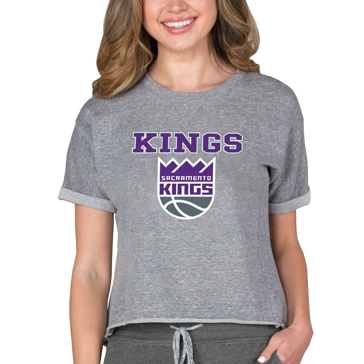 Gray Sacramento Kings Concepts Sport NBA Women's Concepts Mainstream Terry SS Top | NBA