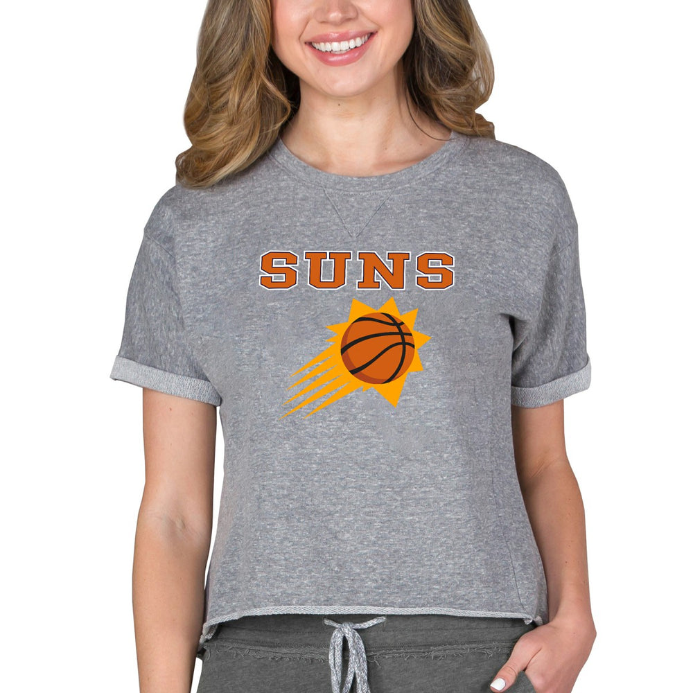 Gray Phoenix Suns Concepts Sport NBA Women's Concepts Mainstream Terry SS Top | NBA