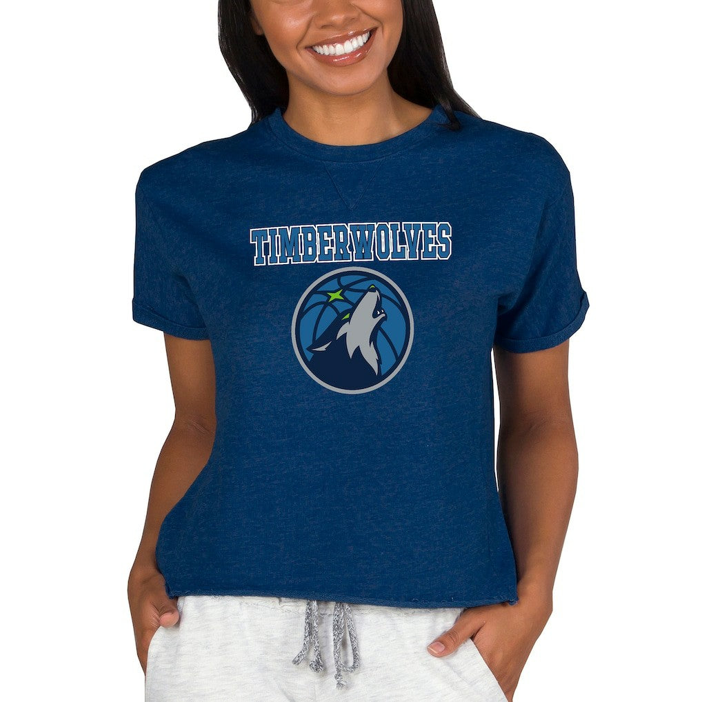 Navy Minnesota Timberwolves Concepts Sport NBA Women's Concepts Mainstream Terry SS Top | NBA