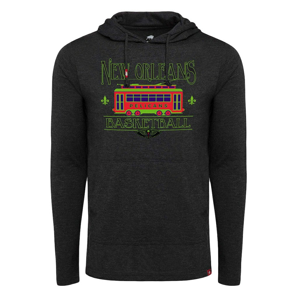 Heather Black New Orleans Pelicans Sportiqe Unisex City Edition Rowan Lightweight Tri-Blend Pullover Hoodie | NBA