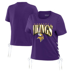 Minnesota Vikings WEAR by Erin Andrews Women's Lace Up Side Modest Cropped T-Shirt | NFL US