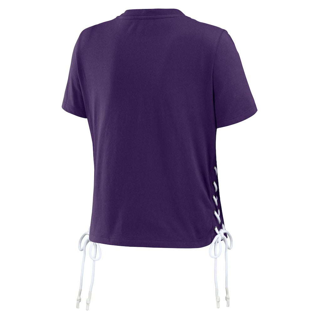 Baltimore Ravens WEAR by Erin Andrews Women's Lace Up Side Modest Cropped T-Shirt | NFL New