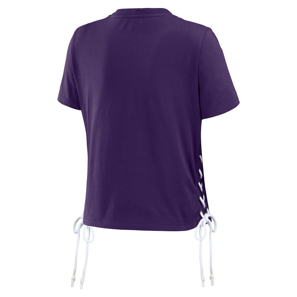 Baltimore Ravens WEAR by Erin Andrews Women's Lace Up Side Modest Cropped T-Shirt | NFL New