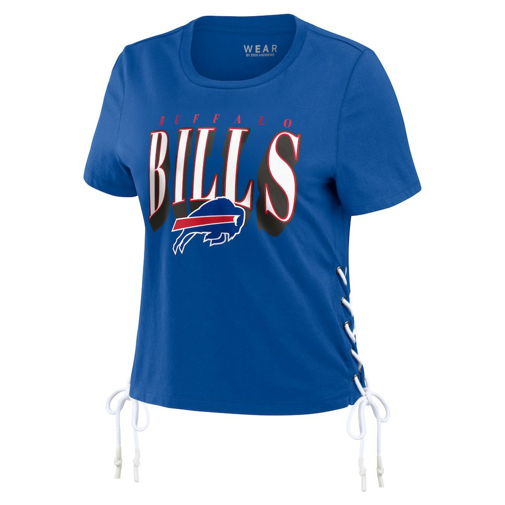 Buffalo Bills WEAR by Erin Andrews Women's Lace Up Side Modest Cropped T-Shirt | NFL US