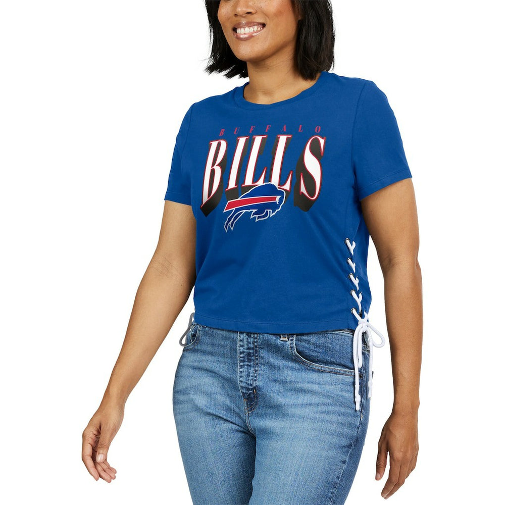 Buffalo Bills WEAR by Erin Andrews Women's Lace Up Side Modest Cropped T-Shirt | NFL US