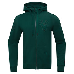 Hunter Green Milwaukee Bucks Pro Standard Triple Tonal DK Full-Zip Hoodie Jacket | NBA