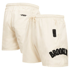 Cream Brooklyn Nets Pro Standard Triple Tonal Woven Shorts | NBA