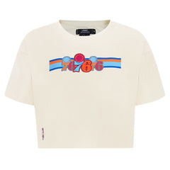 Cream Philadelphia 76ers Pro Standard Women's Retro Striper SJ Cropped Boxy T-Shirt | NBA