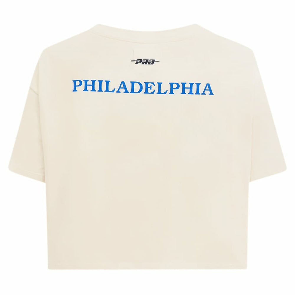 Cream Philadelphia 76ers Pro Standard Women's Retro Striper SJ Cropped Boxy T-Shirt | NBA