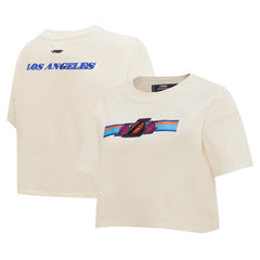 Cream Los Angeles Lakers Pro Standard Women's Retro Striper SJ Cropped Boxy T-Shirt | NBA