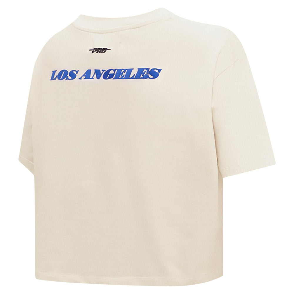 Cream Los Angeles Lakers Pro Standard Women's Retro Striper SJ Cropped Boxy T-Shirt | NBA