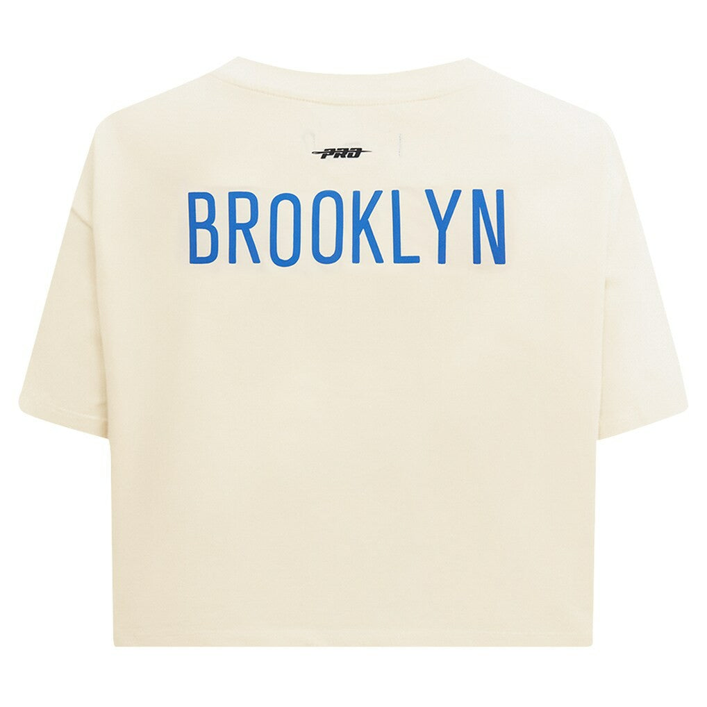Cream Brooklyn Nets Pro Standard Women's Retro Striper SJ Cropped Boxy T-Shirt | NBA