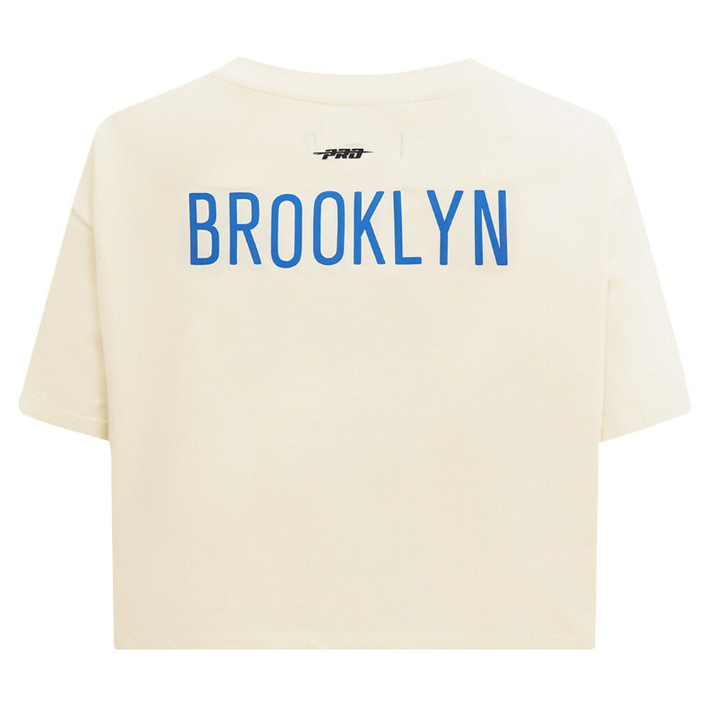Cream Brooklyn Nets Pro Standard Women's Retro Striper SJ Cropped Boxy T-Shirt | NBA
