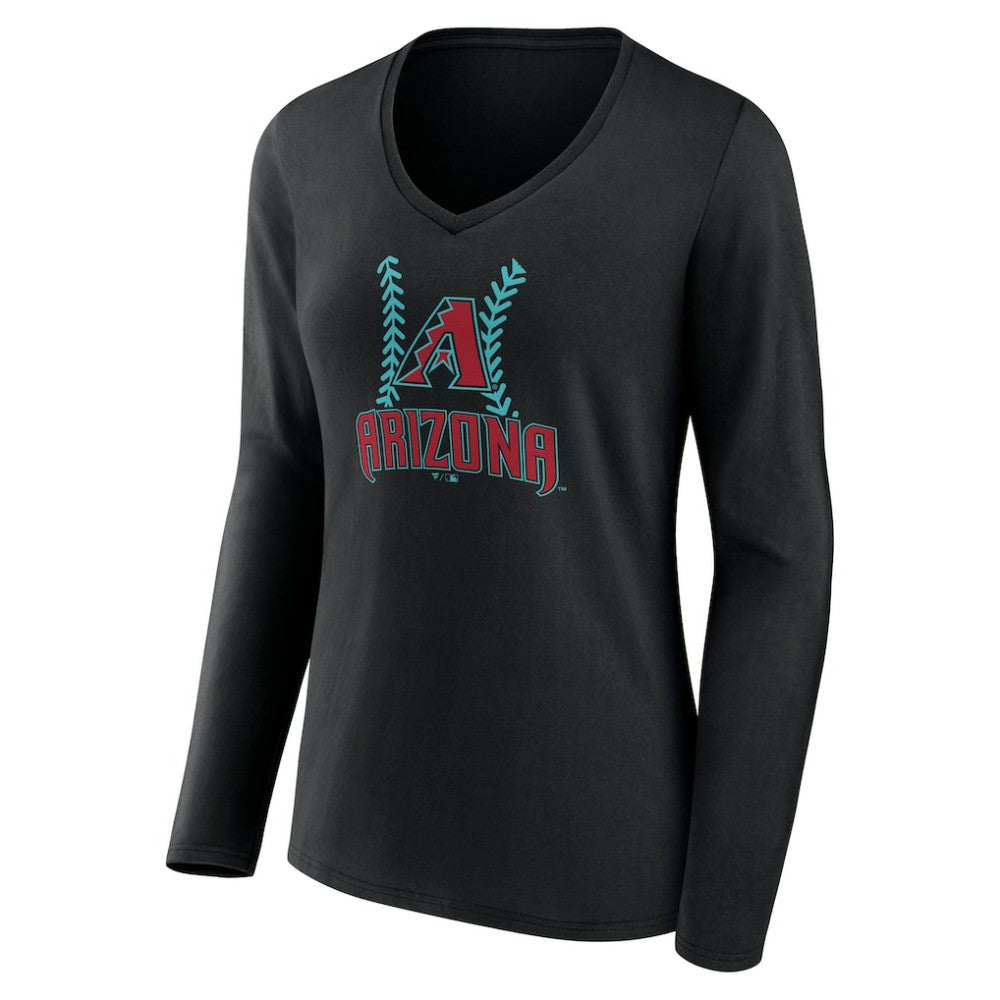 Arizona Diamondbacks Women's Personalized Name & Number Fastball Long Sleeve V-Neck T-Shirt - MLB T-shirts