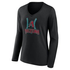 Arizona Diamondbacks Women's Personalized Name & Number Fastball Long Sleeve V-Neck T-Shirt - MLB T-shirts
