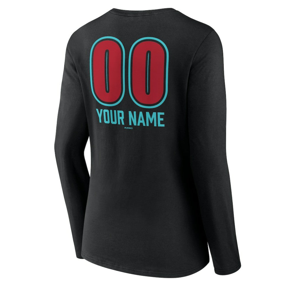 Arizona Diamondbacks Women's Personalized Name & Number Fastball Long Sleeve V-Neck T-Shirt - MLB T-shirts