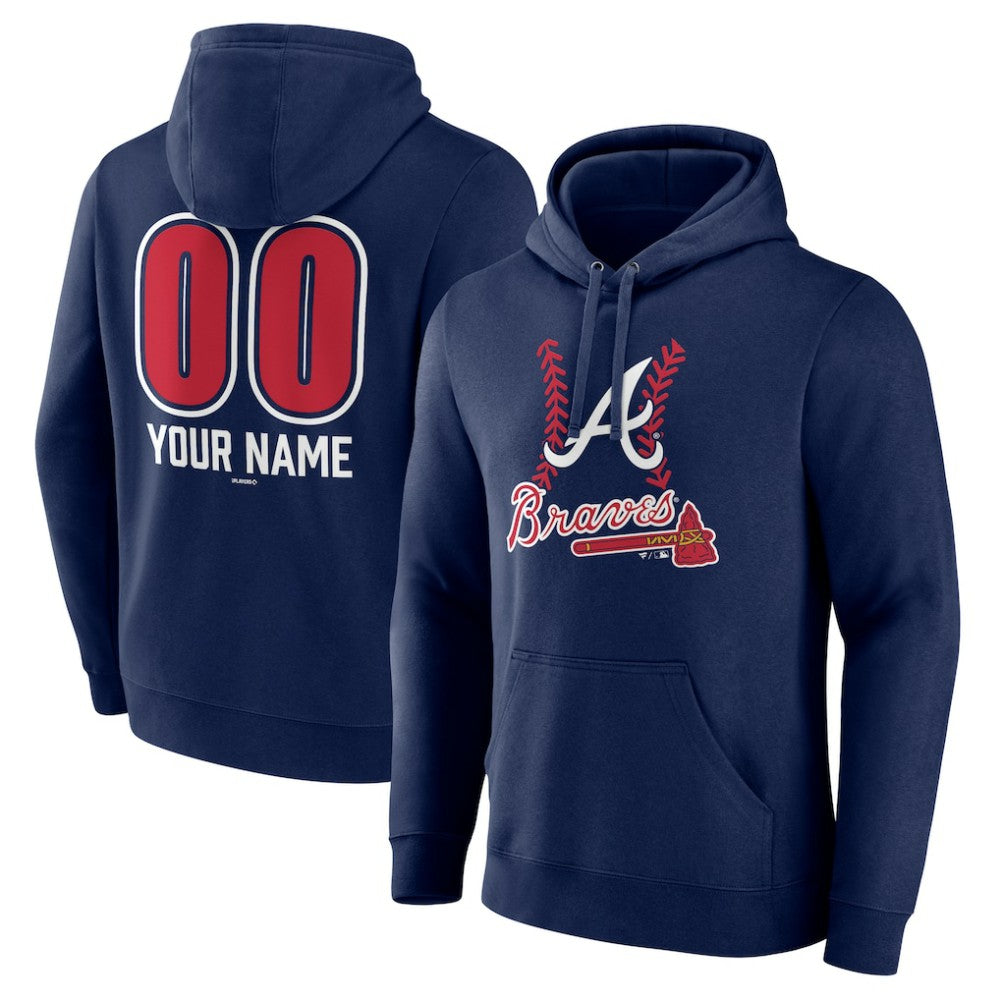 Atlanta Braves Personalized Name & Number Fastball Pullover Hoodie - MLB Hoodies