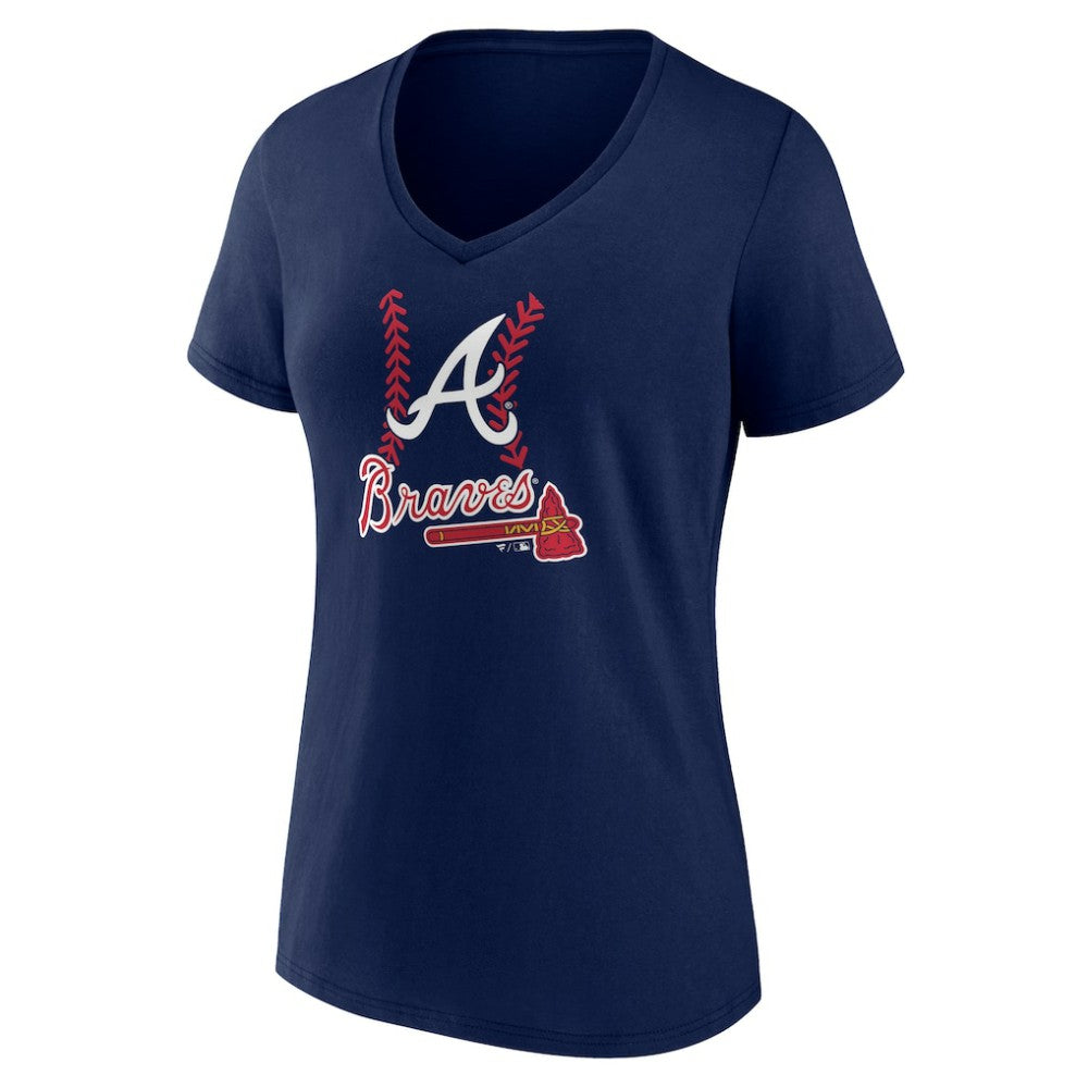 Atlanta Braves Women's Personalized Name & Number Fastball V-Neck T-Shirt - MLB T-shirts