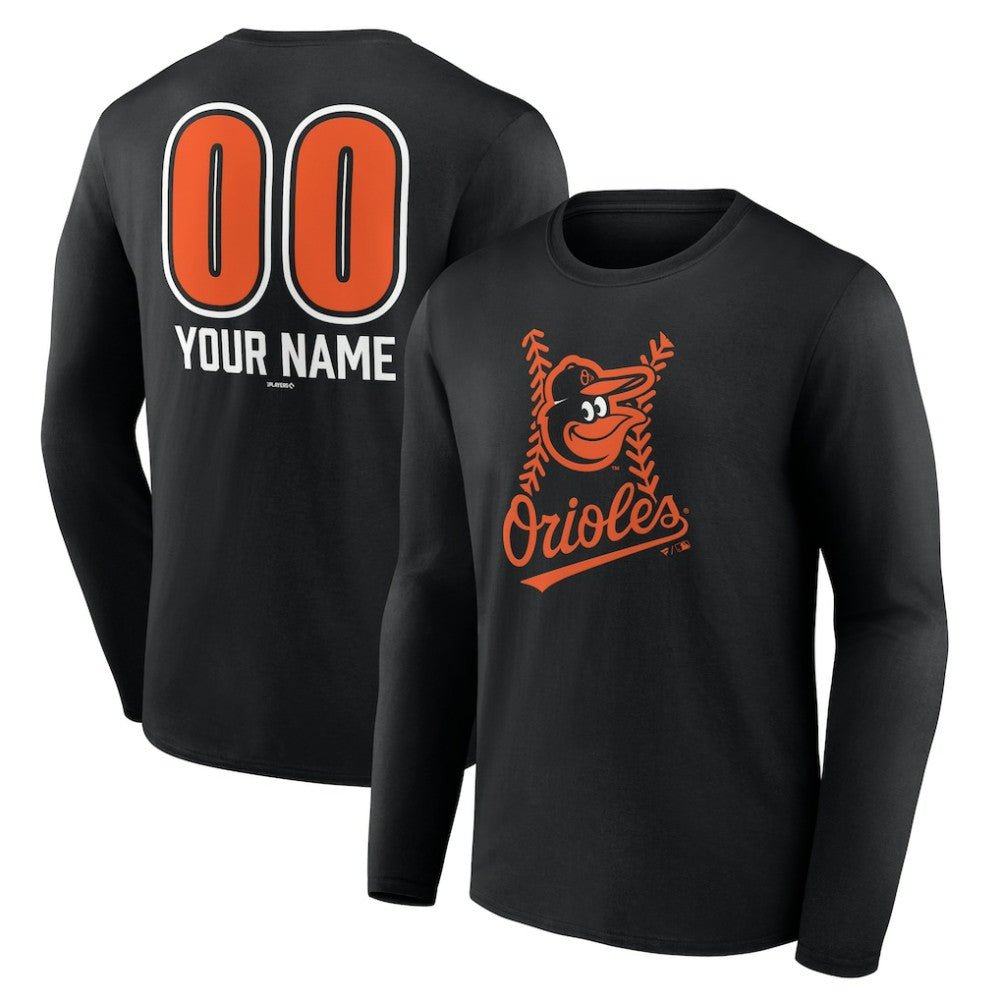 Baltimore Orioles Personalized Name & Number Fastball Long Sleeve T-Shirt - MLB T-shirts